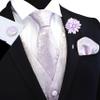 GUSLESON Mens Lavender Floral Suit Vest Tie and Bow Tie Set Silk Floral Waistcoat Light purple Necktie and Pocket Square Lapel Pin Set (0814-22-4XL) view 2
