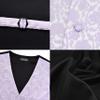 GUSLESON Mens Lavender Floral Suit Vest Tie and Bow Tie Set Silk Floral Waistcoat Light purple Necktie and Pocket Square Lapel Pin Set (0814-22-4XL) view 3