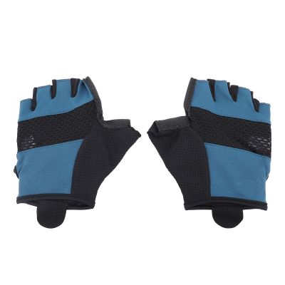 Blue Cycling Gloves Half Finger Breathable Biking Gloves for Men Women, Shock Absorbing Anti Slip Road Gloves, Gel Pad Gloves, Cycling Gloves with Mesh Hollow Design (XL)