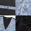 GUSLESON Mens Dusty Blue Vest Tie and Bow Tie Set Formal Waistcoat Paisley Floral Jacquard Necktie Pocket Square Suit Vests Lapel Pin Wedding Party (0811-01-M) view 3