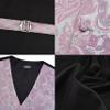 GUSLESON Mens Silver Pink Vest Tie and Bow Tie Set Formal Waistcoat Paisley Floral Jacquard Necktie Pocket Square Suit Vests Lapel Pin Wedding Party (0812-02-XL) view 3