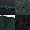 GUSLESON Mens Green Vest Tie and Bow Tie Set Formal Waistcoat Paisley Floral Jacquard Emerald Green Necktie Pocket Square Suit Vests Lapel Pin Wedding Party (0812-03-XXL) view 3