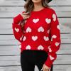 Akklian Fall Sweaters for Women Crewneck Long Sleeve Pullover Tops Regular Fit Knit Sweaters Fashion Cute Heart Print Tunics view 2