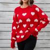 Akklian Fall Sweaters for Women Crewneck Long Sleeve Pullover Tops Regular Fit Knit Sweaters Fashion Cute Heart Print Tunics view 4