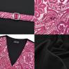 GUSLESON Hot Pink Mens Vest Tie and Bow Tie Set Formal Waistcoat Paisley Floral Jacquard Necktie Pocket Square Suit Vests Lapel Pin Wedding Party (0810-05-4XL) view 3