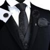 GUSLESON Black Vest Floral Suit Vest Tie and Bow Tie Set Silk Floral Waistcoat Necktie and Pocket Square Lapel Pin Set (0813-12-S) view 2