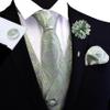 GUSLESON Silver Sage Green Vest Paisley Suit Vest Tie and Bow Tie Set Silk Tuxedo Waistcoat Necktie and Pocket Square Lapel Pin Set for Wedding (0807-17-3XL) view 2