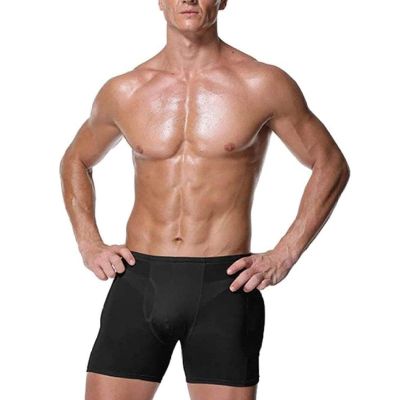 Men 4pcs Pads Fake Ass Butt Lifter Shapers Control Panties Padded Underwear(Black,X-Large)