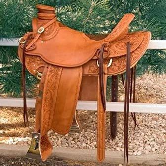 AD Saddlery Wade Tree A Fork Roping Ranch Work Leather Premium Western Horse Saddles for Horses Handmade Equestrian Trail Horse Saddle Tack Size: 10"-18" inches Seat WADE357 (16)