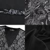 GUSLESON Mens White Black Vest Tie and Bow Tie Set Formal Waistcoat Paisley Floral Jacquard Necktie Pocket Square Suit Vests Lapel Pin Wedding Party (0812-04-XL) view 3