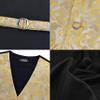 GUSLESON Gold Vest Floral Suit Vest Tie and Bow Tie Set Silk Waistcoat Necktie and Pocket Square Lapel Pin Set (0813-11-XL) view 3