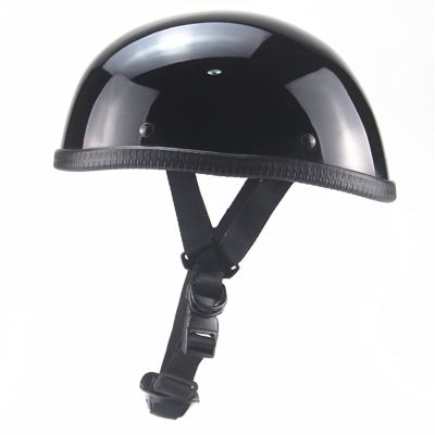 Small and Light DOT Approved German Style Motorcycle Helmet,Low Profile Cool Half Shell Electric Bicycle Helmet,Retro Moped Bike Beanie Helmets,Skull Cap for Adults Men and Women(Bright Black,Medium)