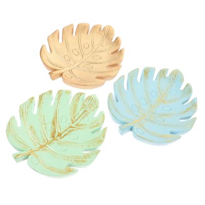 3pcs Monstera Leaf Tray Eclectic Home Decor Ceramic Ring Dish Leaf Ring Dish Accent Tray Beer Coasters Desk Top Organizer Shelf Ring Holder Gold and Silver Resin Display Stand/774