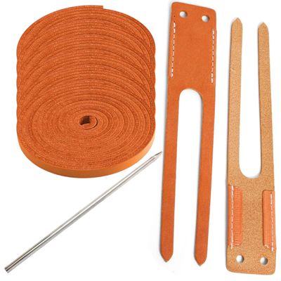 TOFL Baseball Glove Lace Kit | 6 Leather Glove Laces, a Lacing Needle, Set of Thumb & Pinky Straps | Heavy Duty Cowhide for Baseball & Softball Glove Relacing Kit | Orange