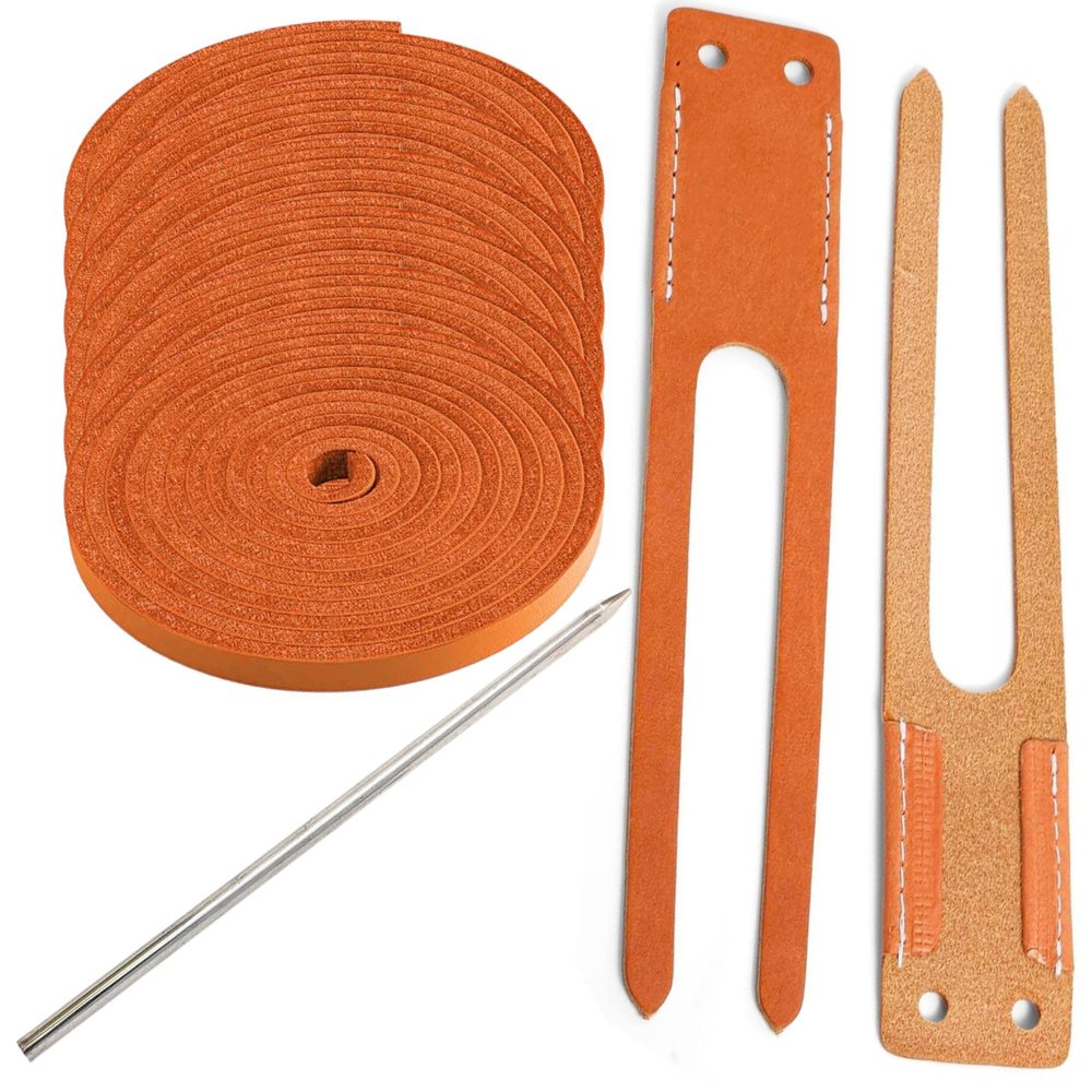 TOFL Baseball Glove Lace Kit | 6 Leather Glove Laces, a Lacing Needle, Set of Thumb & Pinky Straps | Heavy Duty Cowhide for Baseball & Softball Glove Relacing Kit | Orange