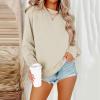 Ribbed Crew Neck Sweatshirts for Women Trendy Drop Shoulder Comfy Pullover Sweaters Tops Comfy Lightweight Long Sleeve Shirts Sweats Baggy Casual Cotton Preppy Sweatshirt Trendy Fall Outfits 2024 view 2