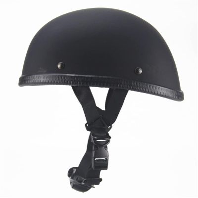 Small and Light DOT Approved German Style Motorcycle Helmet,Low Profile Cool Half Shell Electric Bicycle Helmet,Retro Moped Bike Beanie Helmets,Skull Cap for Adults Men and Women(Matte Black,X-Large)