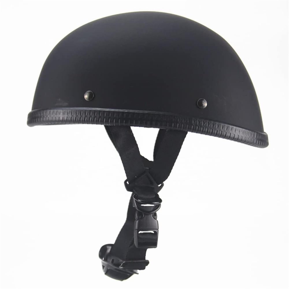 Small and Light DOT Approved German Style Motorcycle Helmet,Low Profile Cool Half Shell Electric Bicycle Helmet,Retro Moped Bike Beanie Helmets,Skull Cap for Adults Men and Women(Matte Black,X-Large)