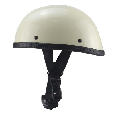Small and Light DOT Approved German Style Motorcycle Helmet,Low Profile Cool Half Shell Electric Bicycle Helmet,Retro Moped Bike Beanie Helmets,Skull Cap for Adults Men and Women(White,Medium)