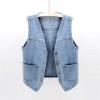 Boys Girls Denim V Neck Vest Vintage Button Down Tank Jacket Sleeveless Soft Outwear Tops Cowboy Vest (B, 15-16 Years) view 2