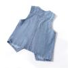 Boys Girls Denim V Neck Vest Vintage Button Down Tank Jacket Sleeveless Soft Outwear Tops Cowboy Vest (B, 15-16 Years) view 4