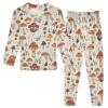 ALAZA Mushroom Flower Leaf Blossom 2 Piece Pajama Set Long Sleeve Top and Pants Sleepwear Unisex 4T Multicolor