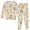 ALAZA Giraffe Lion Elephant Palm Tree 2 Piece Pajama Set Long Sleeve Top and Pants Sleepwear Unisex 18M view 1