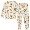 ALAZA Giraffe Lion Elephant Palm Tree 2 Piece Pajama Set Long Sleeve Top and Pants Sleepwear Unisex 18M view 3