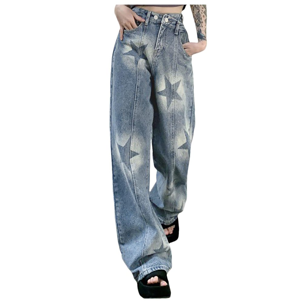 Jeans for Women High Waist Baggy Wide Leg Denim Pants Fashion Teen Girls Y2k Streetwear Stretchy Loose Hiphop Clothes