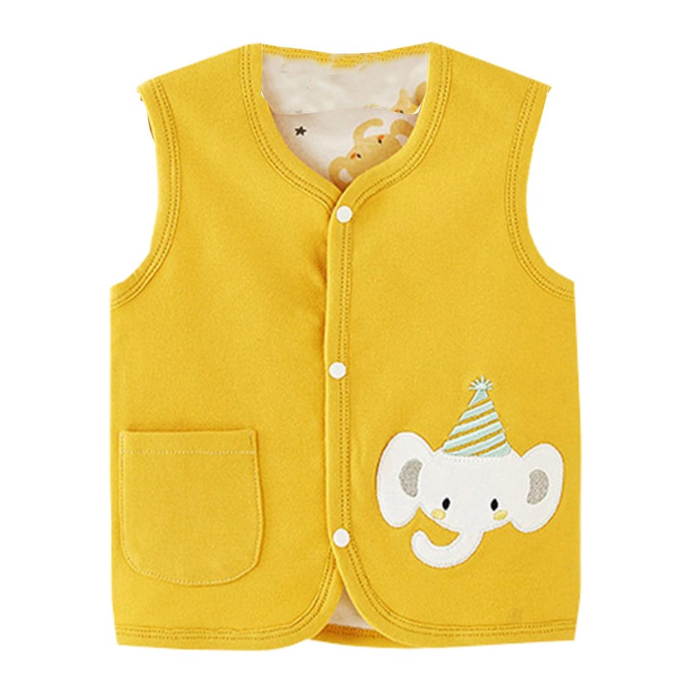 Baby Boys Girls Cotton Warm Vests Winter Sleeveless Cute Elephant Cartoon Coat Unisex Infant Padded (A, 0-3 Months)