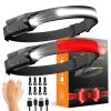 CANKROO Headlamps Rechargeable with Red Light 2 Pack, Wide Beam Running LED Head Lamp for Adults, Headlights for Head with Motion Sensor, Hard Hat Light for Running, Camping, Hiking, Hunting, Fishing view 1