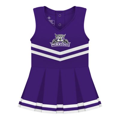 College Baby NCAA Officially Licensed Cheerleader Bodysuit Dress - Tank Top - Weber State Wildcats Logo - Purple - 3-6 Months