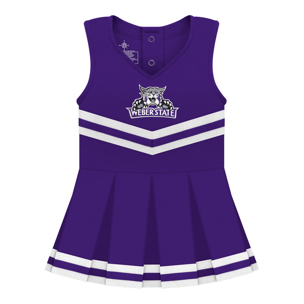 College Baby NCAA Officially Licensed Cheerleader Bodysuit Dress - Tank Top - Weber State Wildcats Logo - Purple - 3-6 Months