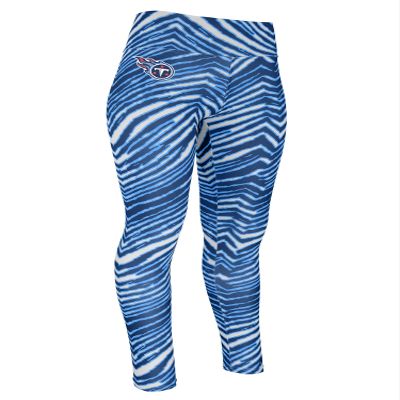 Zubaz NFL Women's Basic Zebra Print Legging, Tennessee Titans, Medium Team Color