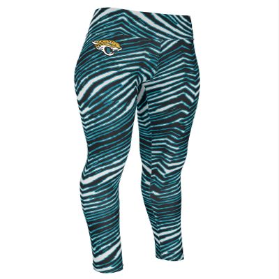 Zubaz NFL Women's Basic Zebra Print Legging, Jacksonville Jaguars, Small Team Color