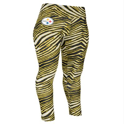 Zubaz NFL Women's Basic Zebra Print Legging, Pittsburgh Steelers, Large Team Color