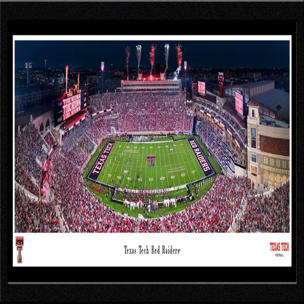 Texas Tech Football - Single Mat, Select Framed Picture by Blakeway Panoramas (41.5"W x 15.5"H)