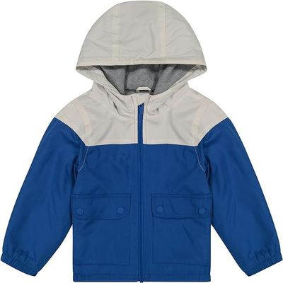 Carter's Baby Boys' Midweight Water-Resistant Fleece-Lined Jacket with Snap Pockets, Silver/Blue, 12 Months