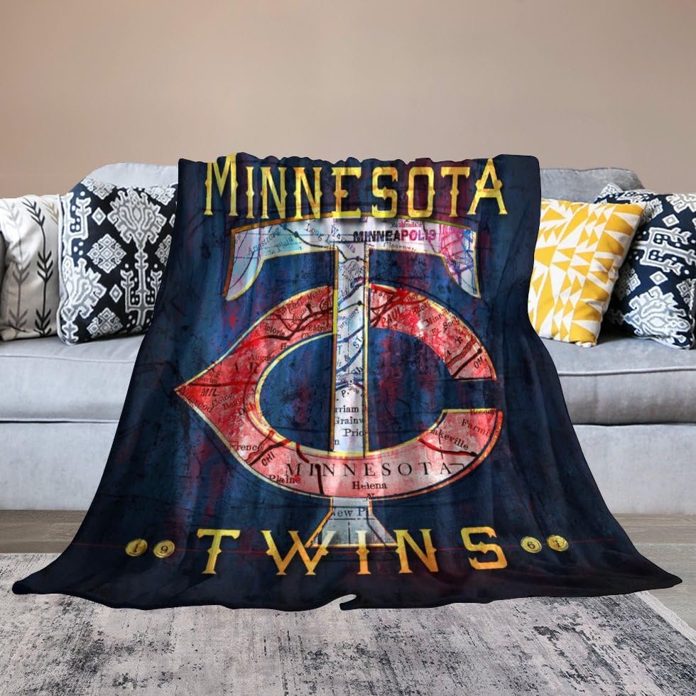 Minnesota City Baseball Blanket Soft Flannel Lightweight Outdoor Travel Blanket Living Room Bedroom Sofa Decoration Baseball Fan Gift 40x50 Inch