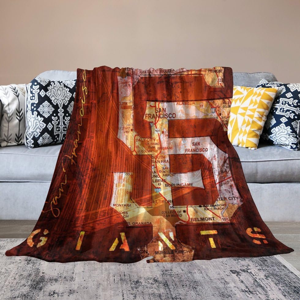 San Francisco City Baseball Blanket Soft Flannel Lightweight Outdoor Travel Blanket Living Room Bedroom Sofa Decoration Baseball Fan Gift 50x60 Inch