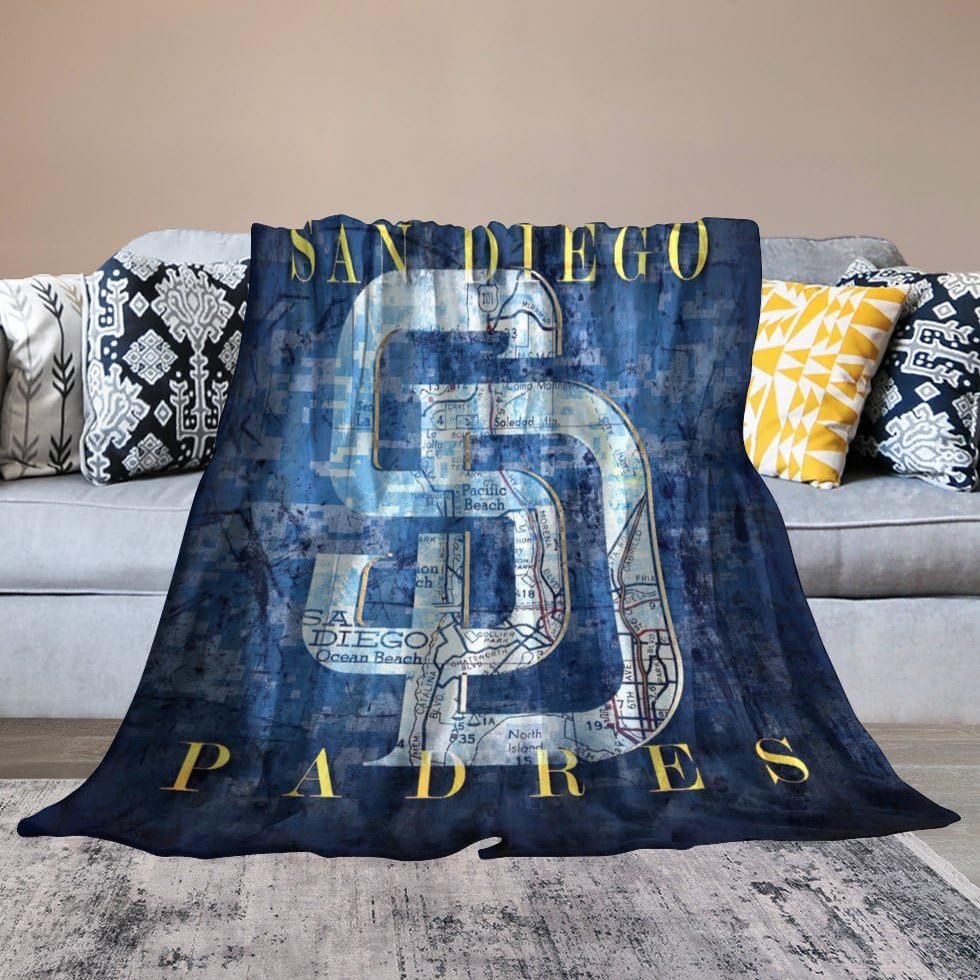 San Diego City Baseball Blanket Soft Flannel Lightweight Outdoor Travel Blanket Living Room Bedroom Sofa Decoration Baseball Fan Gift 50x60 Inch