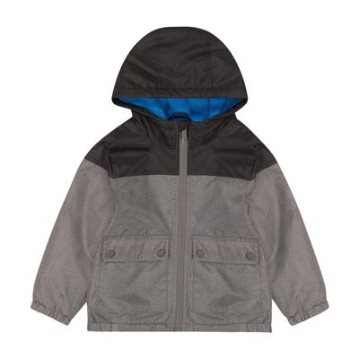 Carter's Baby Boys' Midweight Water-Resistant Fleece-Lined Jacket with Snap Pockets, Black/Grey, 12 Months