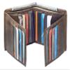 Bullz Genuine Nappa Cow Leather Thick Dual Card ID Flap Quad Fold Large Bifold Mens Wallet Passcase RFID (Hunter Brown) view 2