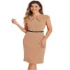 Allegra K Business Dress for Women's Work Elegant 2026 Cap Sleeve Belted Office Sheath Dresses X-Large Khaki view 1