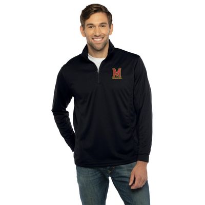 Vantage Apparel Men's Collegiate Micro Mesh Performance Black 1/4 Zip Pullover, Maryland Terrapins, Black, X-Large