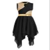 ZYACTU Womens Praise Dance Dress Metallic Block Irregular Liturgical Worship Dress Lyrical Contemporary Dance Costumes Tag S-Black view 1