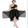 ZYACTU Womens Praise Dance Dress Metallic Block Irregular Liturgical Worship Dress Lyrical Contemporary Dance Costumes Tag S-Black view 2