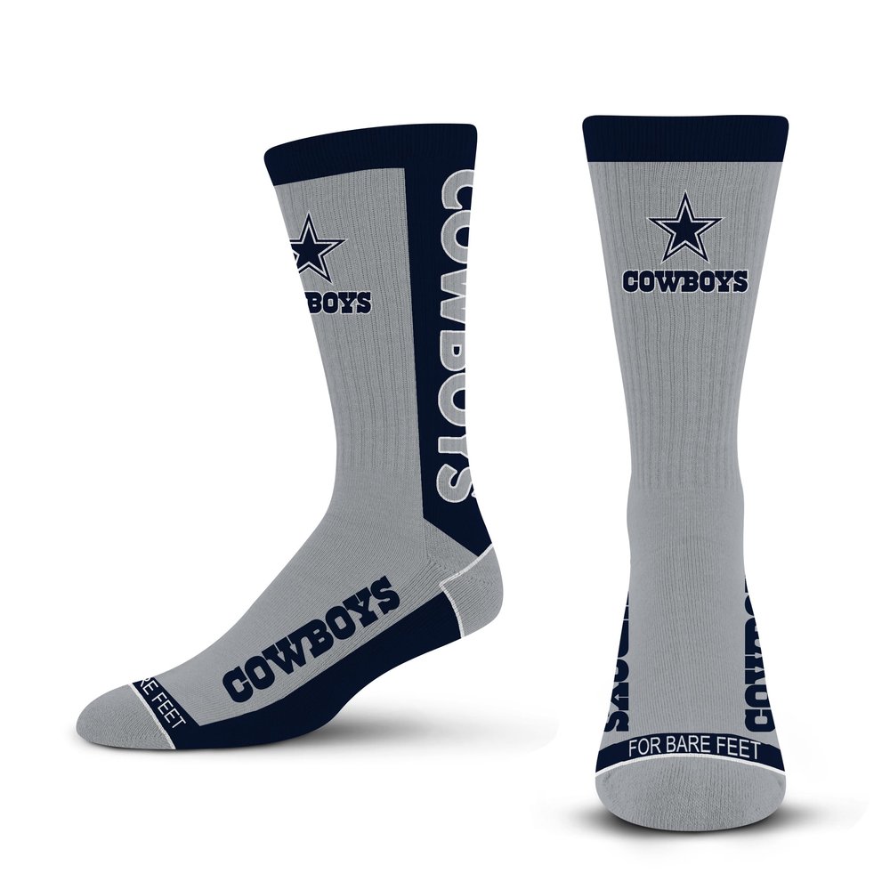For Bare Feet - NFL MVP Classic Adult Unisex Crew Socks (US, Alpha, Large, Regular, Regular, Dallas Cowboys)