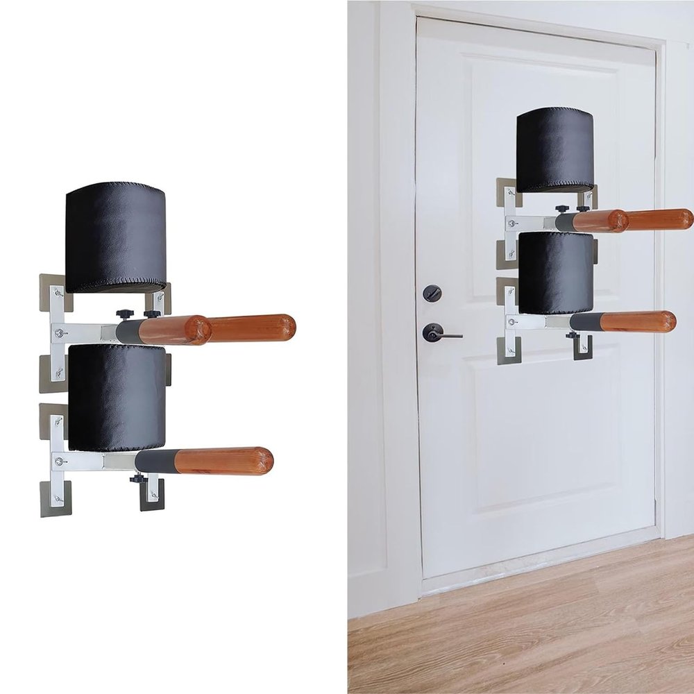 AErosx Wing Chun Wooden Dummy, Wall Mount Simple Fighting Dummy Trainer, with 3pcs Wooden Dummy Arms and Semicircular Soft Sandbag, for Indoor Outdoor Wide Range of Sport