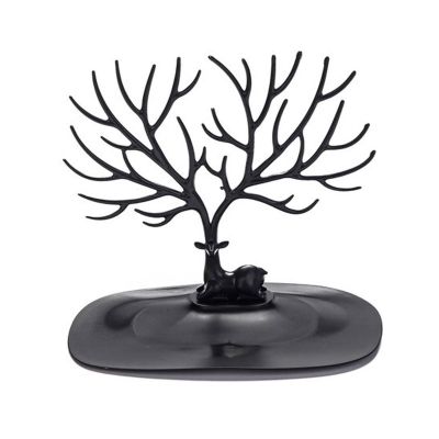 BABETRUE Jewelry Holders Jewelry Display Stand Deer Horn Stand Jewelry Display Stand Pendant Earrings Necklace Display Stand with Tray Jewelry Stand Jewelry Organizer Stand(Black)